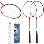Petshop - Accesorii petshop - Jucarii animale - Jucarii educative - Set badminton 9 piese, 2 rachete metalice, 6 fluturasi si husa, 66 cm, multicolor - Infinity.ro
