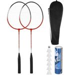 Petshop - Accesorii petshop - Jucarii animale - Jucarii educative - Set badminton 9 piese, 2 rachete metalice, 6 fluturasi si husa, 66 cm, multicolor - Infinity.ro