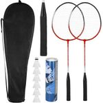 Petshop - Accesorii petshop - Jucarii animale - Jucarii educative - Set badminton 9 piese, 2 rachete metalice, 6 fluturasi si husa, 66 cm, multicolor - Infinity.ro