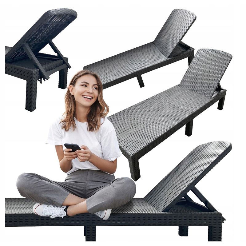 Casa si Gradina - Gradina si terasa - Mobilier exterior - Scaune si sezlonguri gradina - Sezlong pliabil tip valiza, 3 pozitii reglare, structura usoara pentru transport, 186x60x30 cm, gri - Infinity.ro
