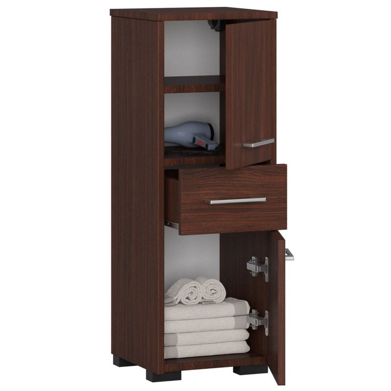 Casa si Gradina - Mobilier - Mobilier baie - Corpuri baie - Dulap de baie tip baza, cu 2 usi si sertar, PAL 16 mm, 30x30x85 cm, maro wenge - Infinity.ro