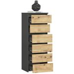 Casa si Gradina - Mobilier - Comode si corpuri - Comode - Comoda cu 6 sertare, PAL laminat 16 mm, 40x35x109 cm, gri si stejar artisan - Infinity.ro