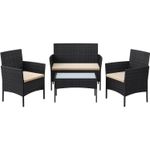 Casa si Gradina - Gradina si terasa - Mobilier exterior - Seturi mobila gradina - Set mobilier gradina 4 locuri, canapea, 2 scaune si masa cu sticla, ratan PE, negru - Infinity.ro