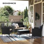 Casa si Gradina - Gradina si terasa - Mobilier exterior - Seturi mobila gradina - Set mobilier gradina 4 locuri, canapea, 2 scaune si masa cu sticla, ratan PE, negru - Infinity.ro