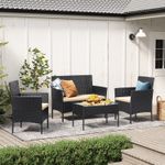 Casa si Gradina - Gradina si terasa - Mobilier exterior - Seturi mobila gradina - Set mobilier gradina 4 locuri, canapea, 2 scaune si masa cu sticla, ratan PE, negru - Infinity.ro