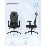 Casa si Gradina - Mobilier - Scaune si fotolii - Scaune - Scaun de birou ergonomic cu tetiera reglabila, suport lombar ajustabil, maxim 150 kg, 70x70x113-130 cm, negru - Infinity.ro