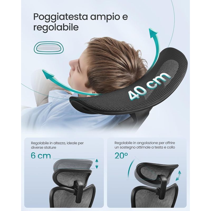 Casa si Gradina - Mobilier - Scaune si fotolii - Scaune - Scaun de birou ergonomic cu tetiera reglabila, suport lombar ajustabil, maxim 150 kg, 70x70x113-130 cm, negru - Infinity.ro