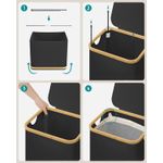 Market - Spalare si intretinere rufe - Uscatoare de rufe si accesorii - Cos de rufe textil, pliabil, compartiment detasabil, 90L, 42x32x71 cm, negru - Infinity.ro