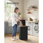 Market - Spalare si intretinere rufe - Uscatoare de rufe si accesorii - Cos de rufe textil, pliabil, compartiment detasabil, 90L, 42x32x71 cm, negru - Infinity.ro