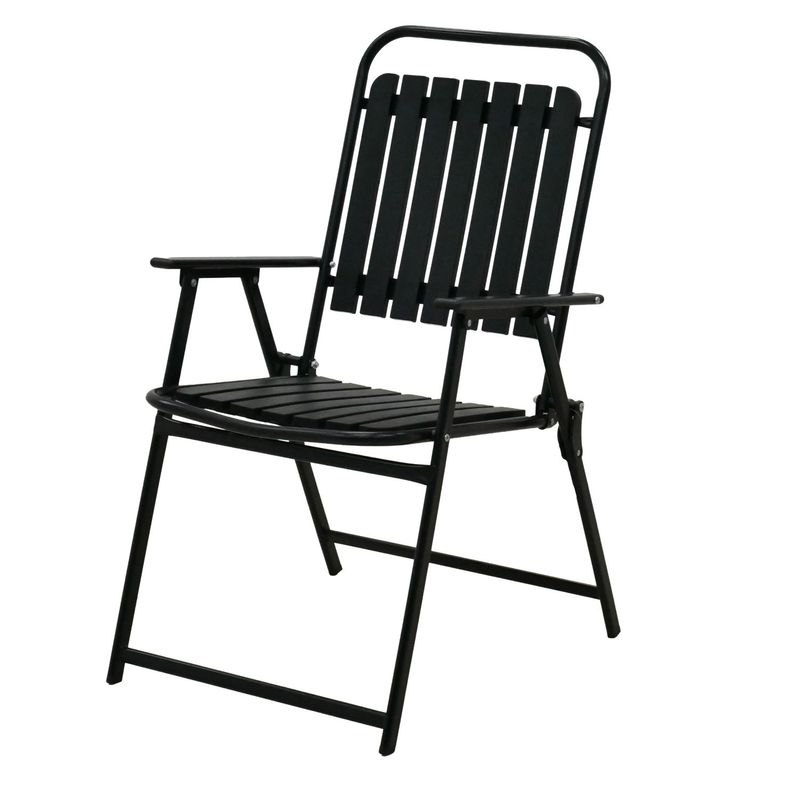 Casa si Gradina - Gradina si terasa - Mobilier exterior - Seturi mobila gradina - Scaun gradina pliabil cu cadru metalic si sezut PP, maxim 110 kg, 63x55x90 cm, negru - Infinity.ro