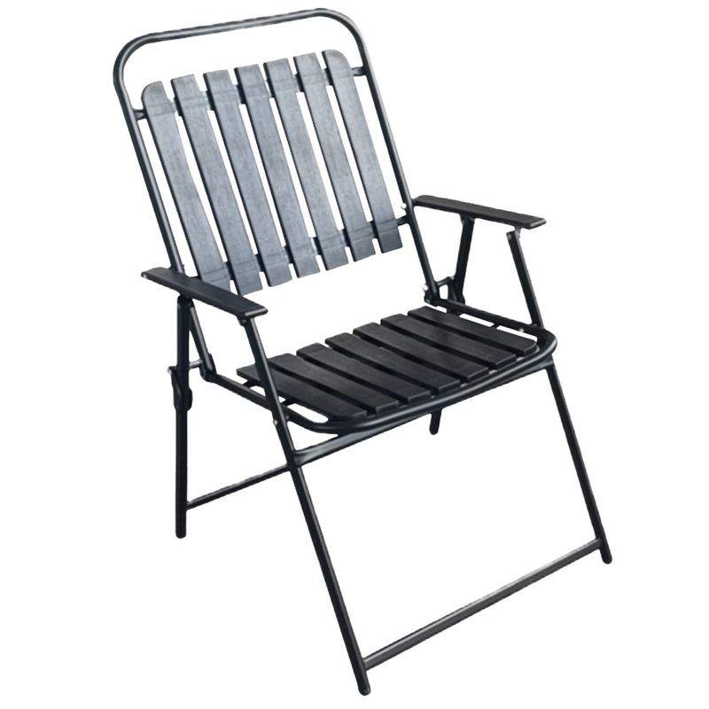 Casa si Gradina - Gradina si terasa - Mobilier exterior - Seturi mobila gradina - Scaun gradina pliabil cu cadru metalic si sezut PP, maxim 110 kg, 63x55x90 cm, negru - Infinity.ro