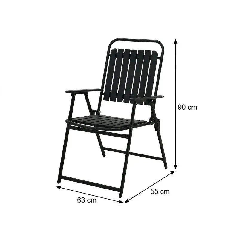 Casa si Gradina - Gradina si terasa - Mobilier exterior - Seturi mobila gradina - Scaun gradina pliabil cu cadru metalic si sezut PP, maxim 110 kg, 63x55x90 cm, negru - Infinity.ro