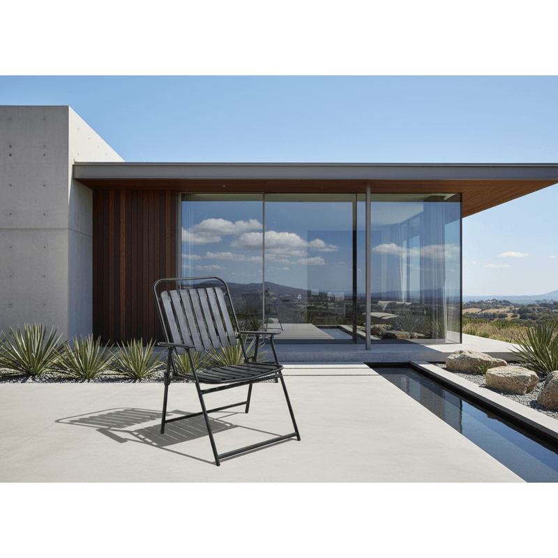 Casa si Gradina - Gradina si terasa - Mobilier exterior - Seturi mobila gradina - Scaun gradina pliabil cu cadru metalic si sezut PP, maxim 110 kg, 63x55x90 cm, negru - Infinity.ro