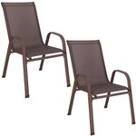 Casa si Gradina - Gradina si terasa - Mobilier exterior - Seturi mobila gradina - Set 2 scaune gradina, cadru metalic, textilene, maxim 120 kg, 92x53x72 cm, maro - Infinity.ro