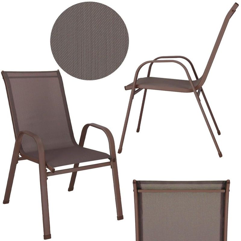 Casa si Gradina - Gradina si terasa - Mobilier exterior - Seturi mobila gradina - Set 2 scaune gradina, cadru metalic, textilene, maxim 120 kg, 92x53x72 cm, maro - Infinity.ro