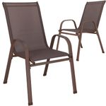 Casa si Gradina - Gradina si terasa - Mobilier exterior - Seturi mobila gradina - Set 2 scaune gradina, cadru metalic, textilene, maxim 120 kg, 92x53x72 cm, maro - Infinity.ro