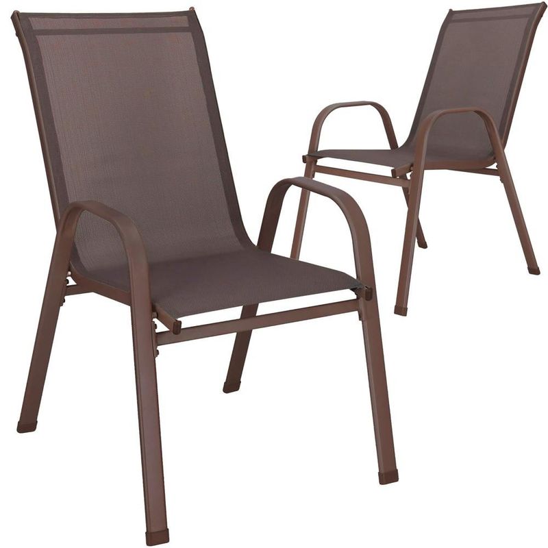 Casa si Gradina - Gradina si terasa - Mobilier exterior - Seturi mobila gradina - Set 2 scaune gradina, cadru metalic, textilene, maxim 120 kg, 92x53x72 cm, maro - Infinity.ro