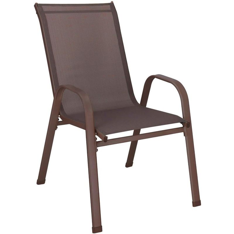 Casa si Gradina - Gradina si terasa - Mobilier exterior - Seturi mobila gradina - Set 2 scaune gradina, cadru metalic, textilene, maxim 120 kg, 92x53x72 cm, maro - Infinity.ro