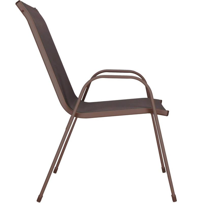 Casa si Gradina - Gradina si terasa - Mobilier exterior - Seturi mobila gradina - Set 2 scaune gradina, cadru metalic, textilene, maxim 120 kg, 92x53x72 cm, maro - Infinity.ro