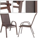Casa si Gradina - Gradina si terasa - Mobilier exterior - Seturi mobila gradina - Set 2 scaune gradina, cadru metalic, textilene, maxim 120 kg, 92x53x72 cm, maro - Infinity.ro