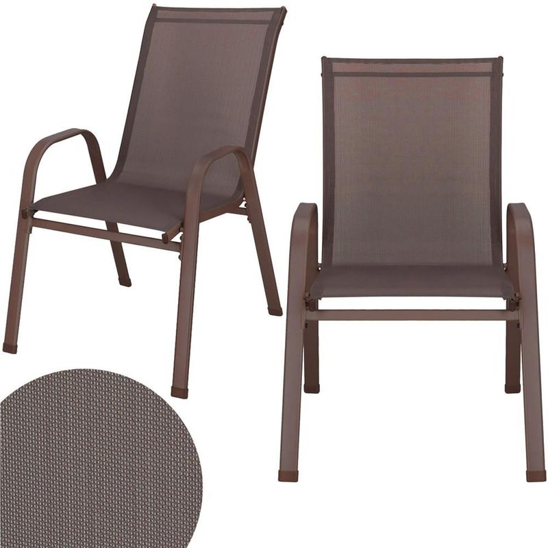 Casa si Gradina - Gradina si terasa - Mobilier exterior - Seturi mobila gradina - Set 2 scaune gradina, cadru metalic, textilene, maxim 120 kg, 92x53x72 cm, maro - Infinity.ro