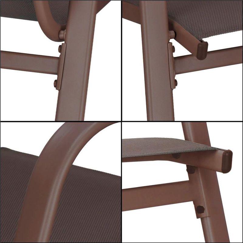 Casa si Gradina - Gradina si terasa - Mobilier exterior - Seturi mobila gradina - Set 2 scaune gradina, cadru metalic, textilene, maxim 120 kg, 92x53x72 cm, maro - Infinity.ro