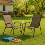 Casa si Gradina - Gradina si terasa - Mobilier exterior - Seturi mobila gradina - Set 2 scaune gradina, cadru metalic, textilene, maxim 120 kg, 92x53x72 cm, maro - Infinity.ro