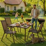 Casa si Gradina - Gradina si terasa - Mobilier exterior - Seturi mobila gradina - Set 2 scaune gradina, cadru metalic, textilene, maxim 120 kg, 92x53x72 cm, maro - Infinity.ro