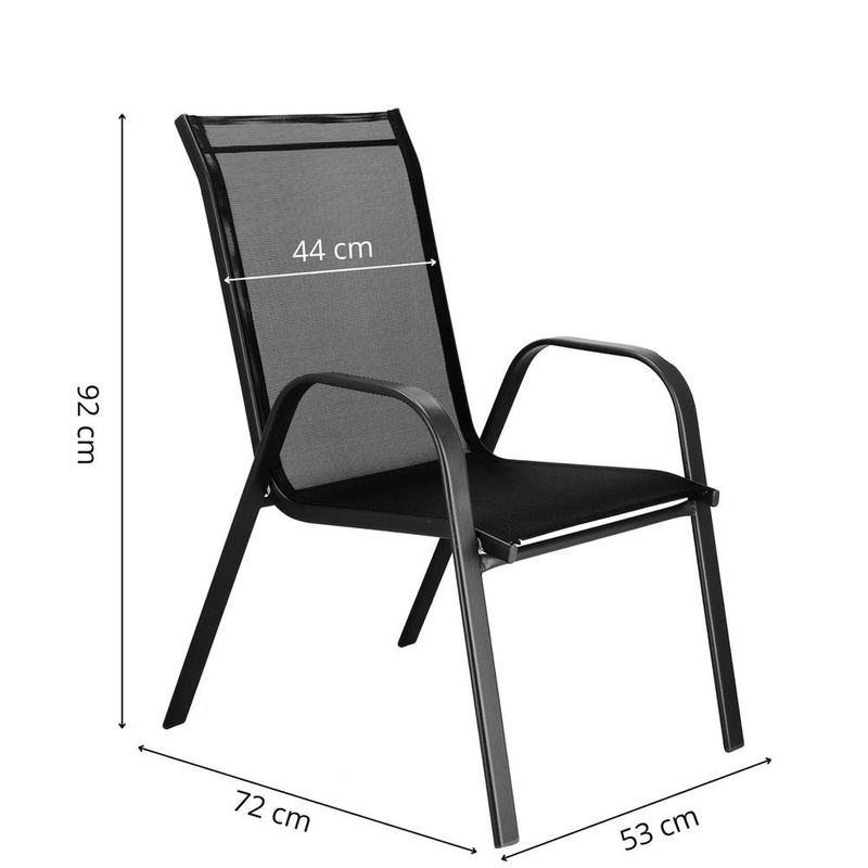 Casa si Gradina - Gradina si terasa - Mobilier exterior - Seturi mobila gradina - Set 2 scaune gradina, cadru metalic, textilene, maxim 120 kg, 92x53x72 cm, negru - Infinity.ro