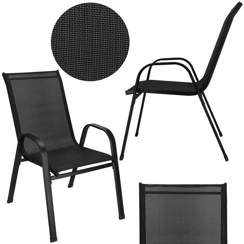 Casa si Gradina - Gradina si terasa - Mobilier exterior - Seturi mobila gradina - Set 2 scaune gradina, cadru metalic, textilene, maxim 120 kg, 92x53x72 cm, negru - Infinity.ro