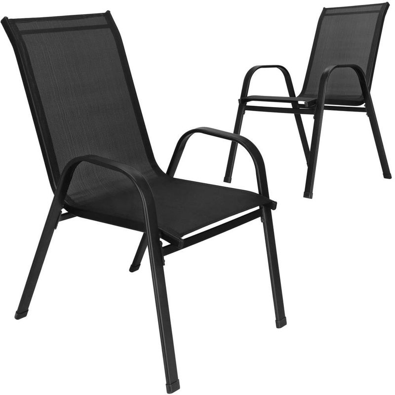 Casa si Gradina - Gradina si terasa - Mobilier exterior - Seturi mobila gradina - Set 2 scaune gradina, cadru metalic, textilene, maxim 120 kg, 92x53x72 cm, negru - Infinity.ro