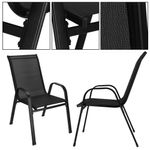 Casa si Gradina - Gradina si terasa - Mobilier exterior - Seturi mobila gradina - Set 2 scaune gradina, cadru metalic, textilene, maxim 120 kg, 92x53x72 cm, negru - Infinity.ro