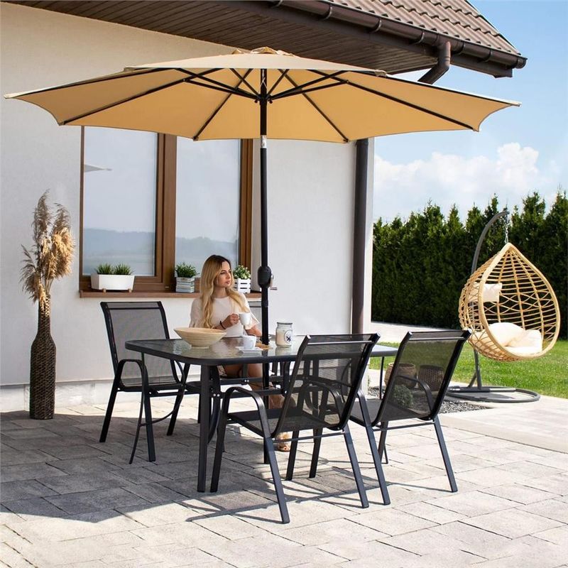 Casa si Gradina - Gradina si terasa - Mobilier exterior - Seturi mobila gradina - Set 2 scaune gradina, cadru metalic, textilene, maxim 120 kg, 92x53x72 cm, negru - Infinity.ro