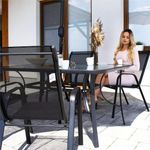 Casa si Gradina - Gradina si terasa - Mobilier exterior - Seturi mobila gradina - Set 2 scaune gradina, cadru metalic, textilene, maxim 120 kg, 92x53x72 cm, negru - Infinity.ro