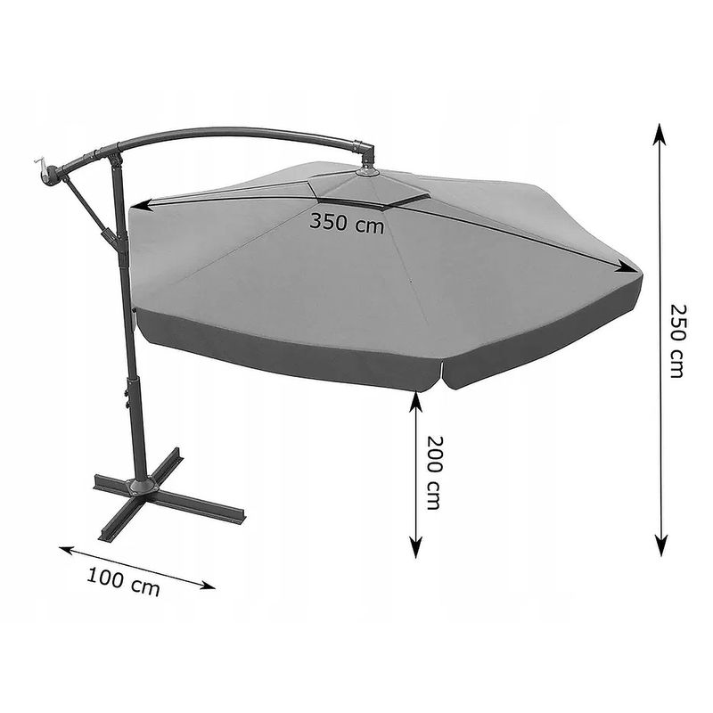 Casa si Gradina - Gradina si terasa - Umbrele si pavilioane - Umbrele - Umbrela gradina cu inclinare reglabila, cupola cu protectie UV, husa protectie, diametru 300 cm, gri - Infinity.ro