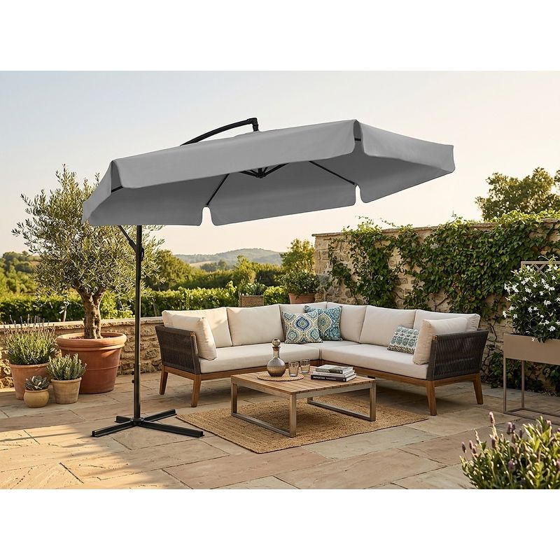 Casa si Gradina - Gradina si terasa - Umbrele si pavilioane - Umbrele - Umbrela gradina cu inclinare reglabila, cupola cu protectie UV, husa protectie, diametru 300 cm, gri - Infinity.ro