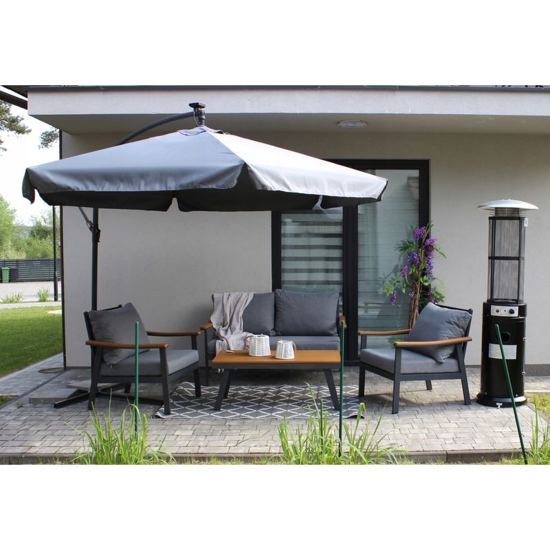 Casa si Gradina - Gradina si terasa - Umbrele si pavilioane - Umbrele - Umbrela gradina cu inclinare reglabila, cupola cu protectie UV, husa protectie, diametru 300 cm, gri - Infinity.ro