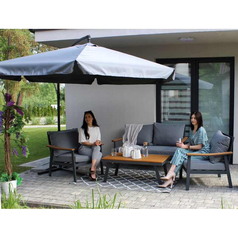Casa si Gradina - Gradina si terasa - Umbrele si pavilioane - Umbrele - Umbrela gradina cu inclinare reglabila, cupola cu protectie UV, husa protectie, diametru 300 cm, gri - Infinity.ro