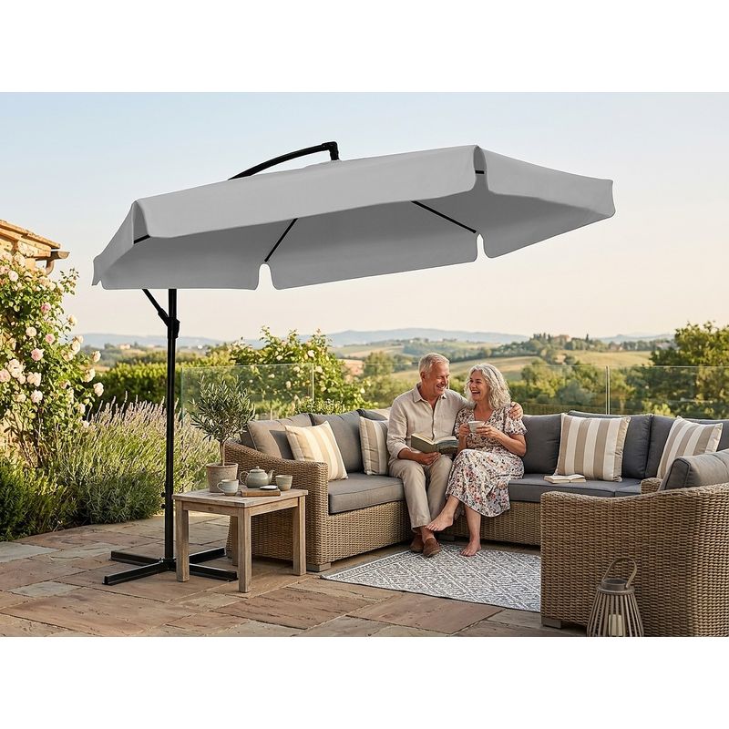 Casa si Gradina - Gradina si terasa - Umbrele si pavilioane - Umbrele - Umbrela gradina cu inclinare reglabila, cupola cu protectie UV, husa protectie, diametru 300 cm, gri - Infinity.ro