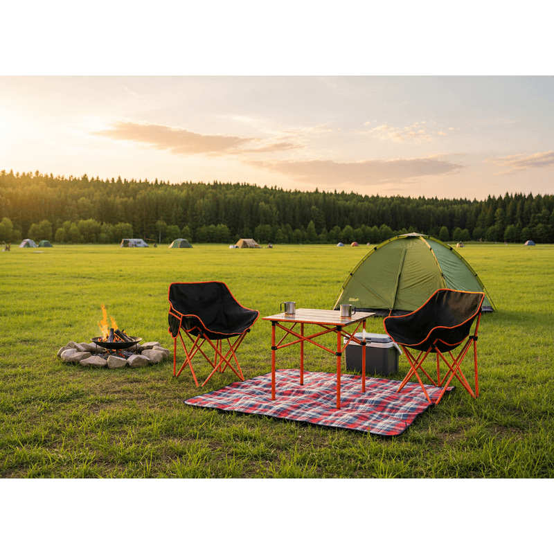 Casa si Gradina - Gradina si terasa - Mobilier exterior - Seturi mobila gradina - Set camping pliabil masa si 2 scaune, cadru otel, material Oxford 600D, 55x47x66 cm, negru - Infinity.ro