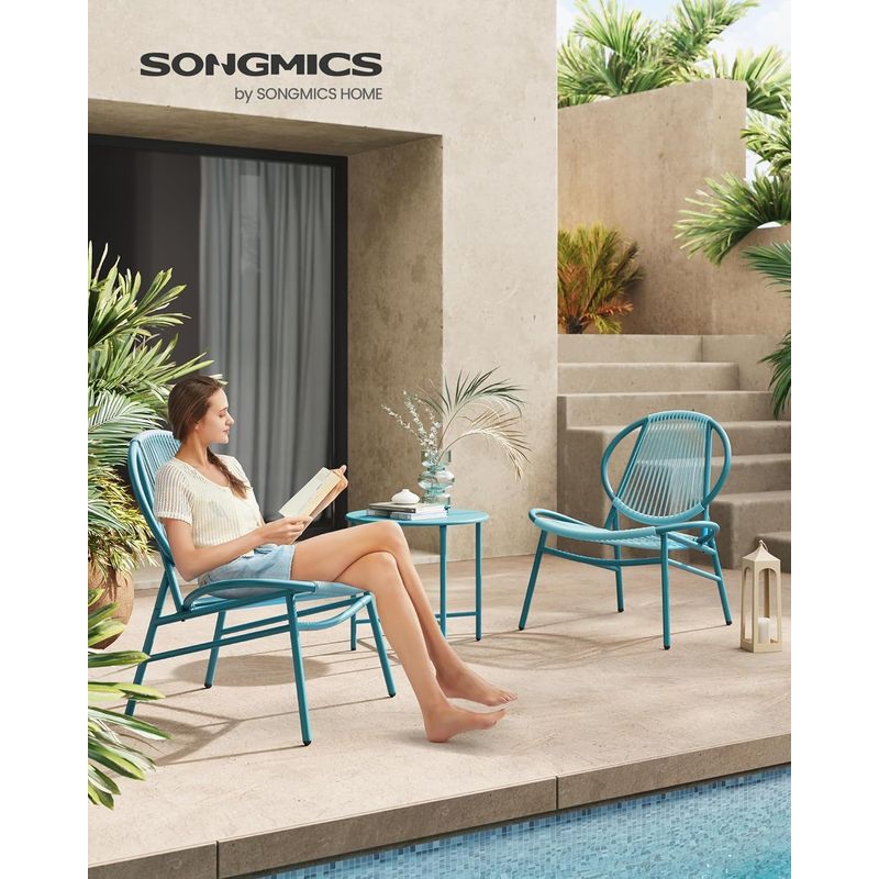 Casa si Gradina - Gradina si terasa - Mobilier exterior - Seturi mobila gradina - Set bistro gradina 3 piese, scaune Acapulco si masa diametru 50 cm, cadru metalic, albastru - Infinity.ro