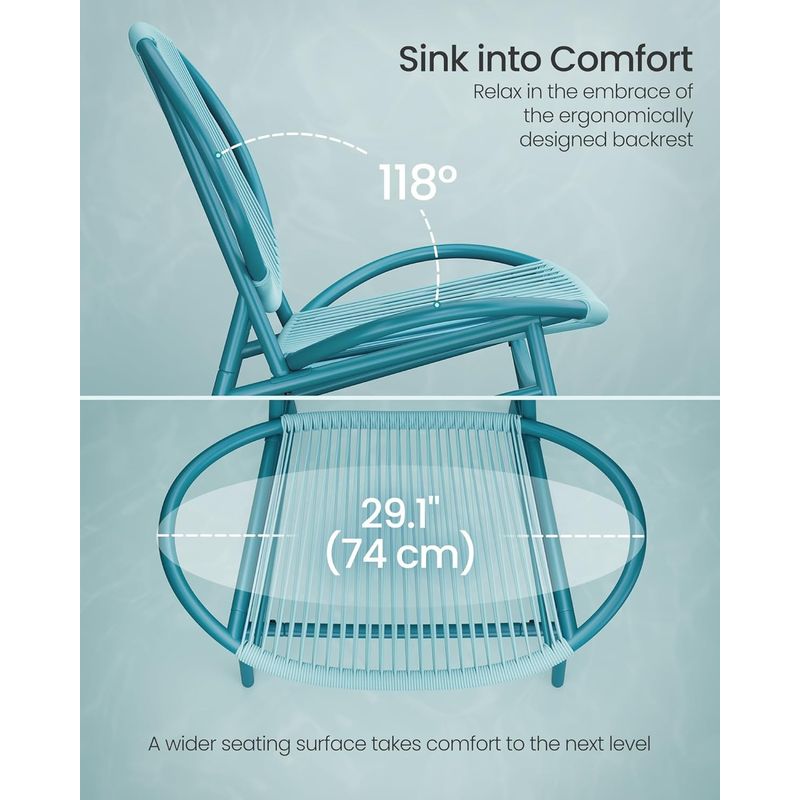 Casa si Gradina - Gradina si terasa - Mobilier exterior - Seturi mobila gradina - Set bistro gradina 3 piese, scaune Acapulco si masa diametru 50 cm, cadru metalic, albastru - Infinity.ro