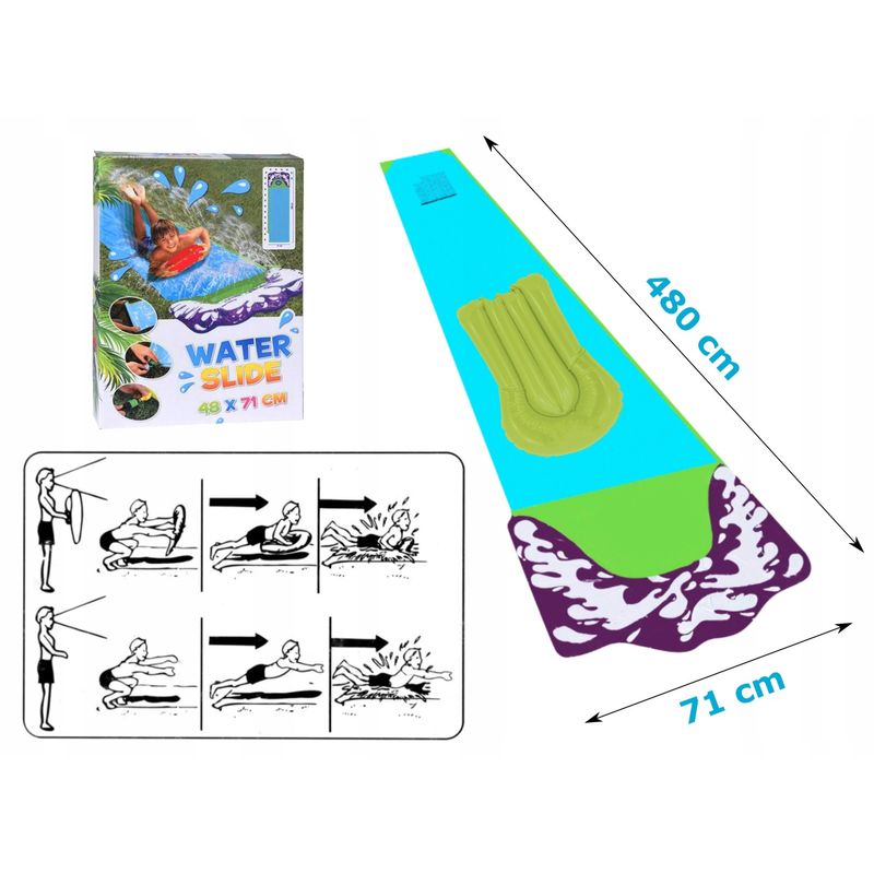 Petshop - Accesorii petshop - Jucarii animale - Jucarii educative - Tobogan de apa cu fantana si placa gonflabila inclusa, 480x71 cm, multicolor - Infinity.ro