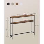 Casa si Gradina - Mobilier - Mese si birouri - Masute de cafea - Masa tip consola ingusta cu 2 rafturi, cadru metalic, stil industrial, 100x20x80 cm, maro rustic - Infinity.ro