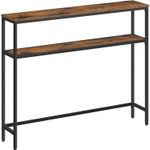 Casa si Gradina - Mobilier - Mese si birouri - Masute de cafea - Masa tip consola ingusta cu 2 rafturi, cadru metalic, stil industrial, 100x20x80 cm, maro rustic - Infinity.ro
