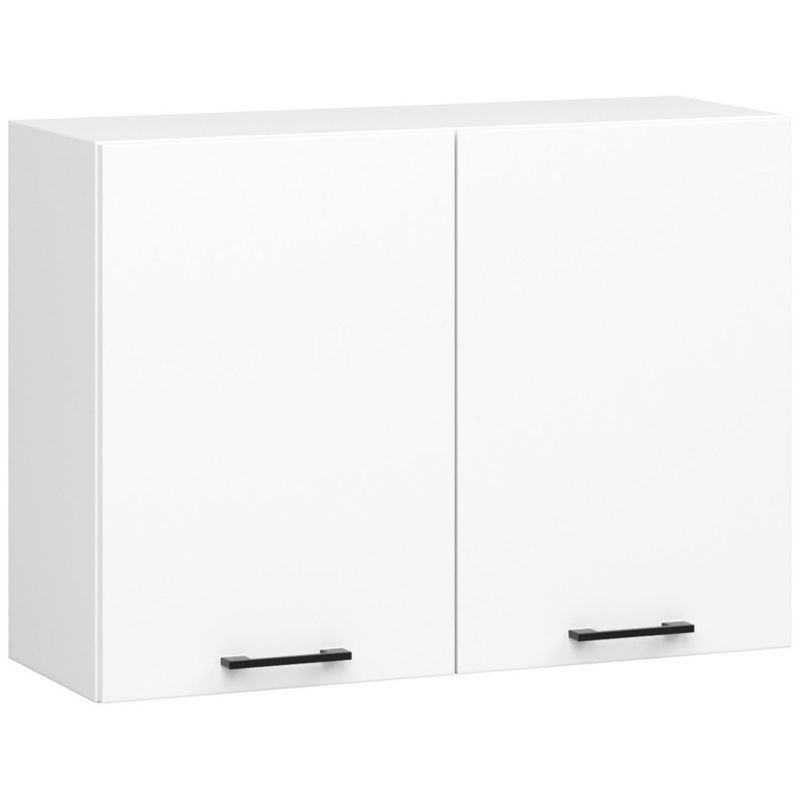Casa si Gradina - Mobilier - Comode si corpuri - Corpuri bucatarie - Set mobila bucatarie Olivia 180 cm, cu blat stejar sonoma, PAL laminat, 5 corpuri, 180x46x203 cm, alb si gri beton - Infinity.ro