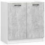 Casa si Gradina - Mobilier - Comode si corpuri - Corpuri bucatarie - Set mobila bucatarie Olivia 180 cm, cu blat stejar sonoma, PAL laminat, 5 corpuri, 180x46x203 cm, alb si gri beton - Infinity.ro