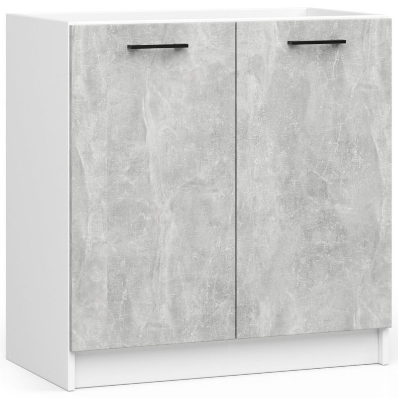 Casa si Gradina - Mobilier - Comode si corpuri - Corpuri bucatarie - Set mobila bucatarie Olivia 180 cm, cu blat stejar sonoma, PAL laminat, 5 corpuri, 180x46x203 cm, alb si gri beton - Infinity.ro