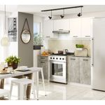 Casa si Gradina - Mobilier - Comode si corpuri - Corpuri bucatarie - Set mobila bucatarie Olivia 180 cm, cu blat stejar sonoma, PAL laminat, 5 corpuri, 180x46x203 cm, alb si gri beton - Infinity.ro