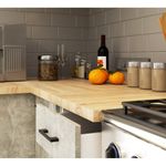 Casa si Gradina - Mobilier - Comode si corpuri - Corpuri bucatarie - Set mobila bucatarie Olivia 180 cm, cu blat stejar sonoma, PAL laminat, 5 corpuri, 180x46x203 cm, alb si gri beton - Infinity.ro